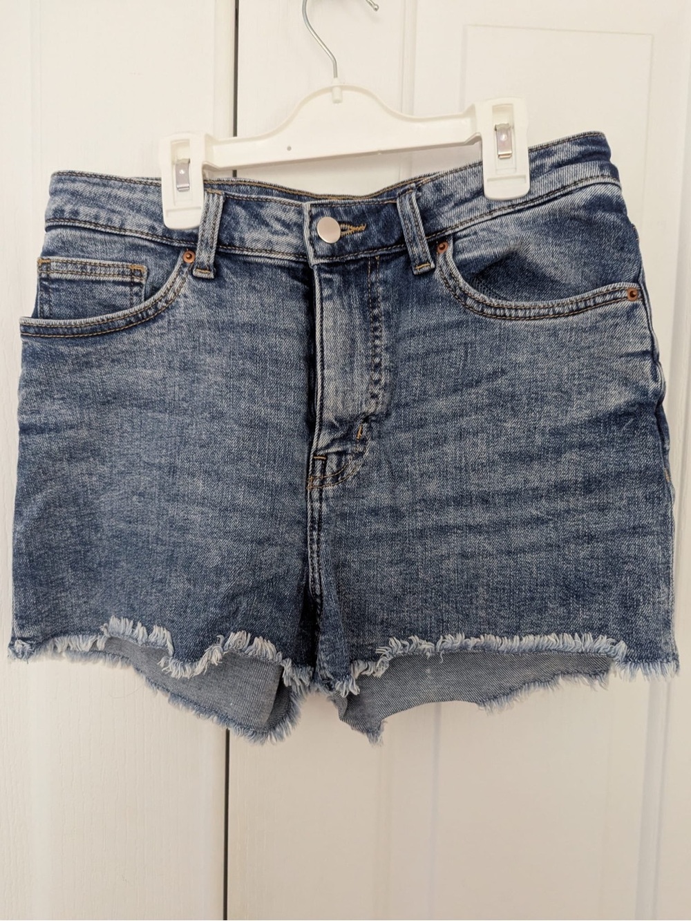 H&M Frayed Hem Denim Shorts - Blue